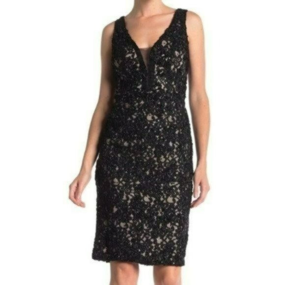 MARINA Dresses & Skirts - 30 Marina sequin lace sleeveless sheath dress black knee length formal party